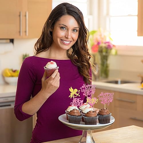 Miniatura 82 de Rsstarxi 36 Pack Happy Valentine's Day Cupcake Toppers Glitter Cupid Love Heart Lip Kiss Me Be Mine Cupcake Picks for Valentine's Day Theme Wedding