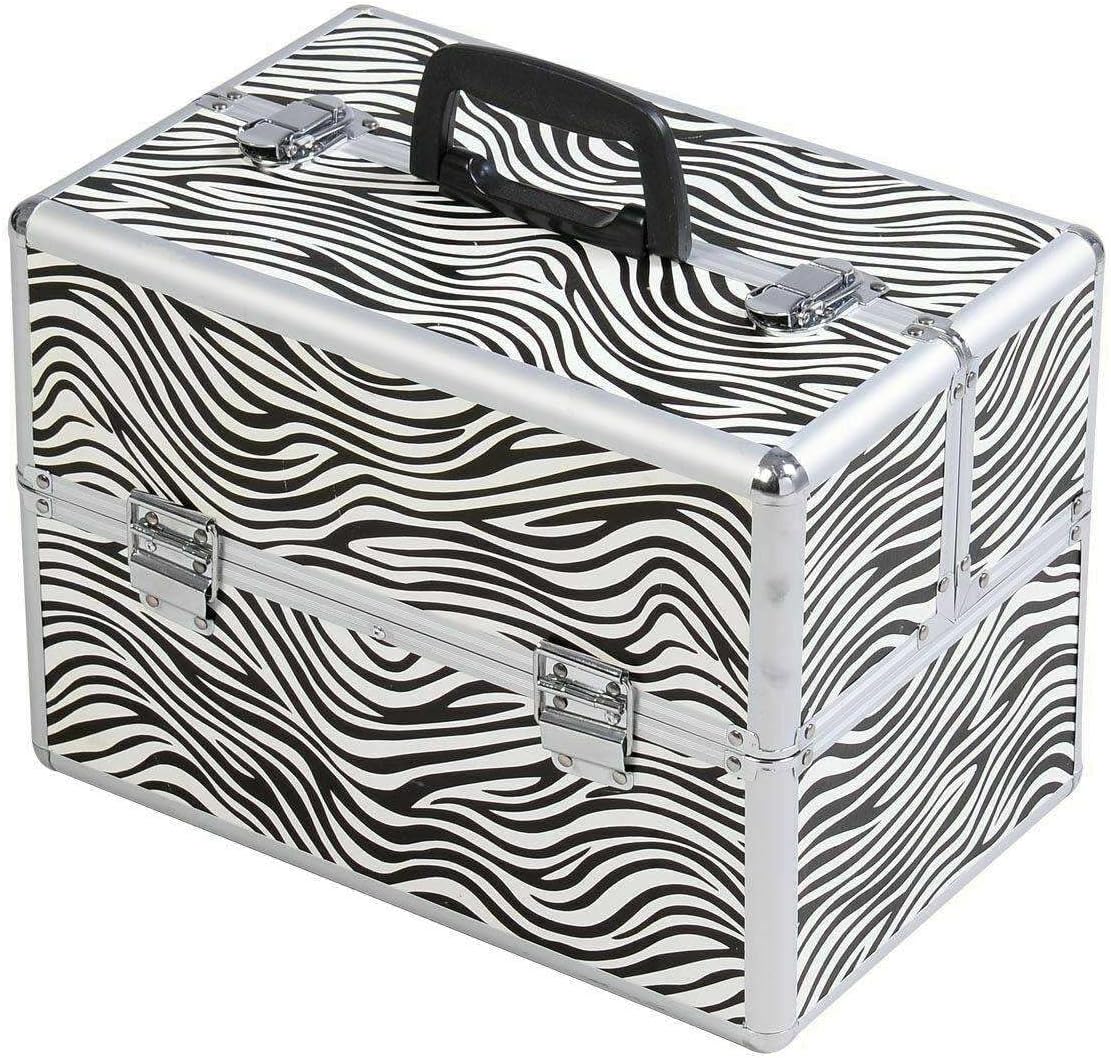 LKOP 14"x9"x10"Aluminum Makeup Train Case Jewelry Box Cosmetic Organizer Zebra Cosmetic-display-cases Makeup organizer Bathroom organizer Makeup bag Storage cabinet Bathroom storage Makeup vanit