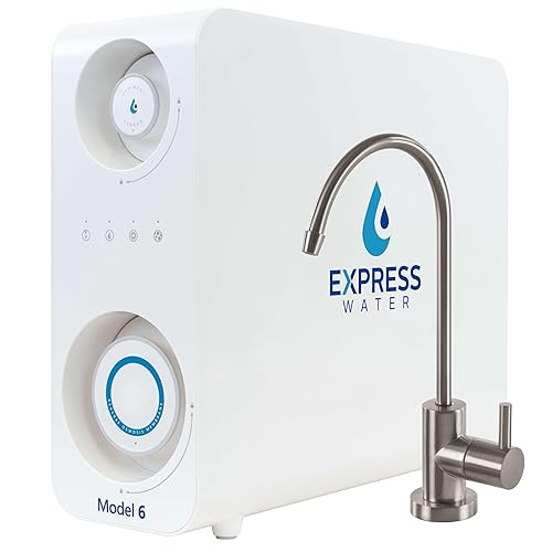 Express Water Sistema de ósmosis inversa sin tanque 600 GPD - Sistema de filtro de agua de ósmosis inversa 21 puro para drenar, fácil de instalar,