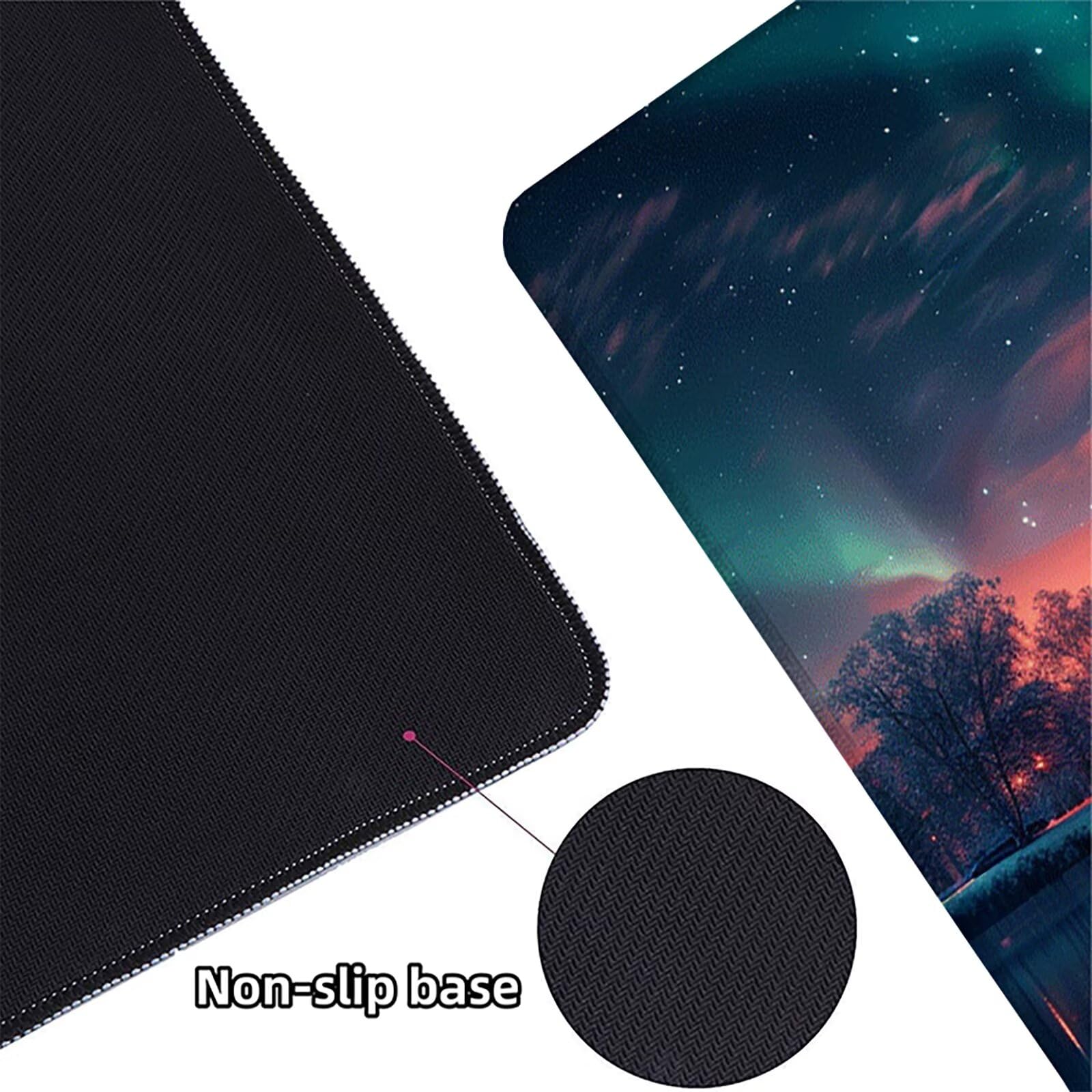 Aurora Alfombrilla Ratón Gaming XXL 1500x800 mm, Alfombrilla Gaming Verde Mousepad con Base de Goma Antideslizante, Impermeable Desk Mat para Teclado y Raton, Accesorios Gaming, Regalos de Hombre F-2