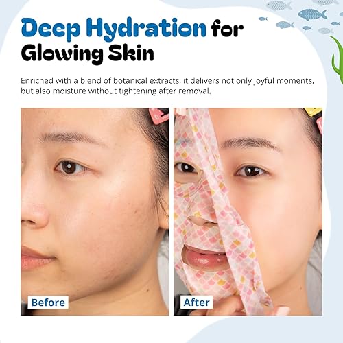 Vista 5 de Epielle Character Face Mask Wave & Wild 12 Pack, Fun & Effective Korean Skin Care, Spa Party Favors, Stocking Stuffers, Birthday Gifts for Women