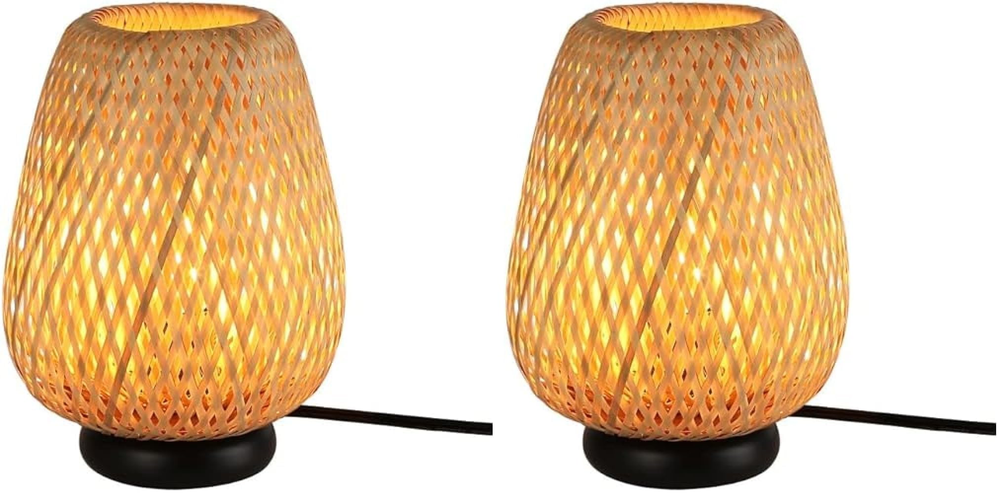 B·LED BARCELONA LED - Lámpara de mesa mimbre CARL - E27 (Paquete de 2)