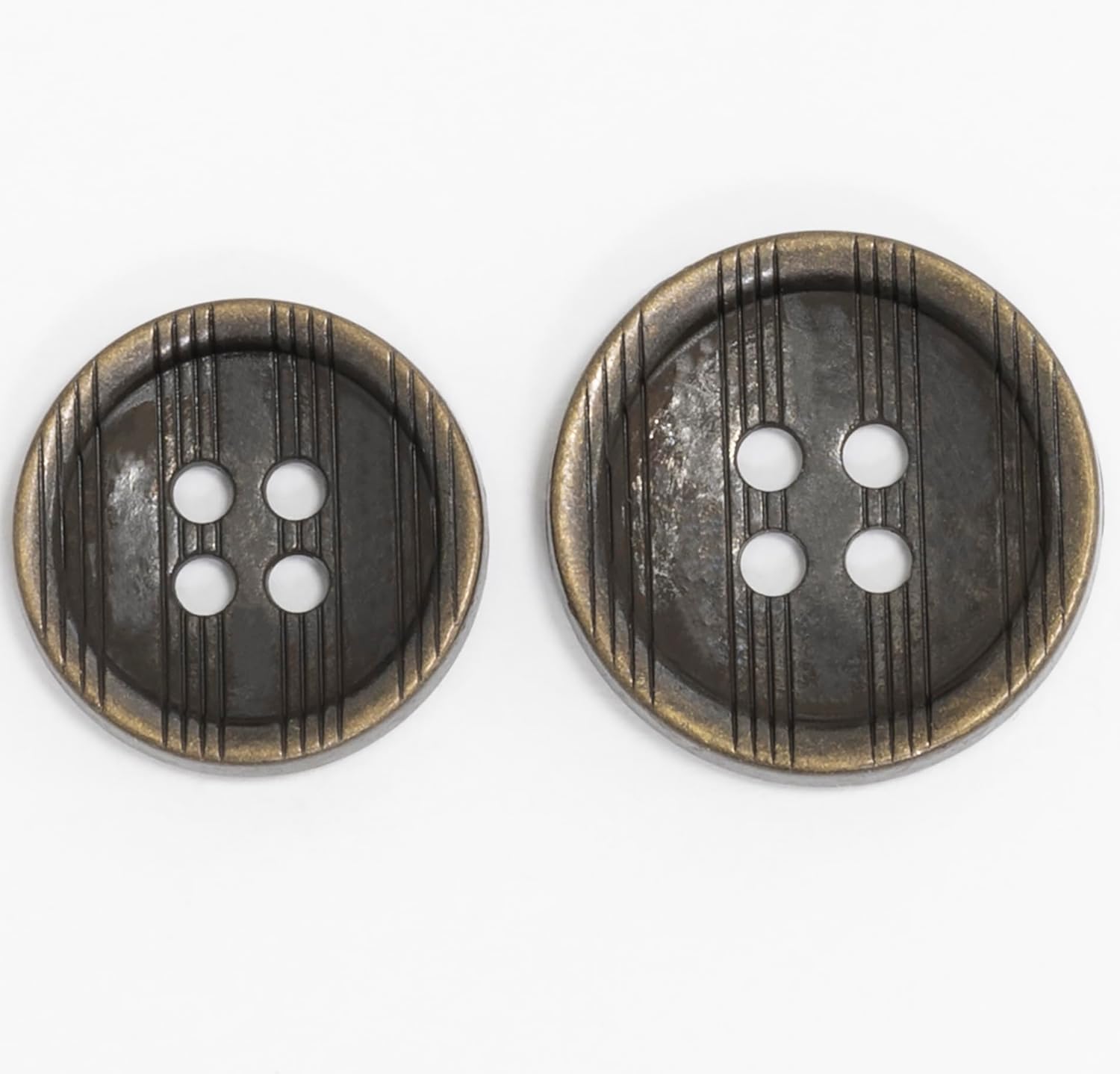 AERZETIX - C74839 - Set of 10 round sewing buttons Ø18x2.8 mm with 4 hole edge L28 28L - in metal - smog color - opening 1.8 mm - haberdashery sewing clothes fabric
