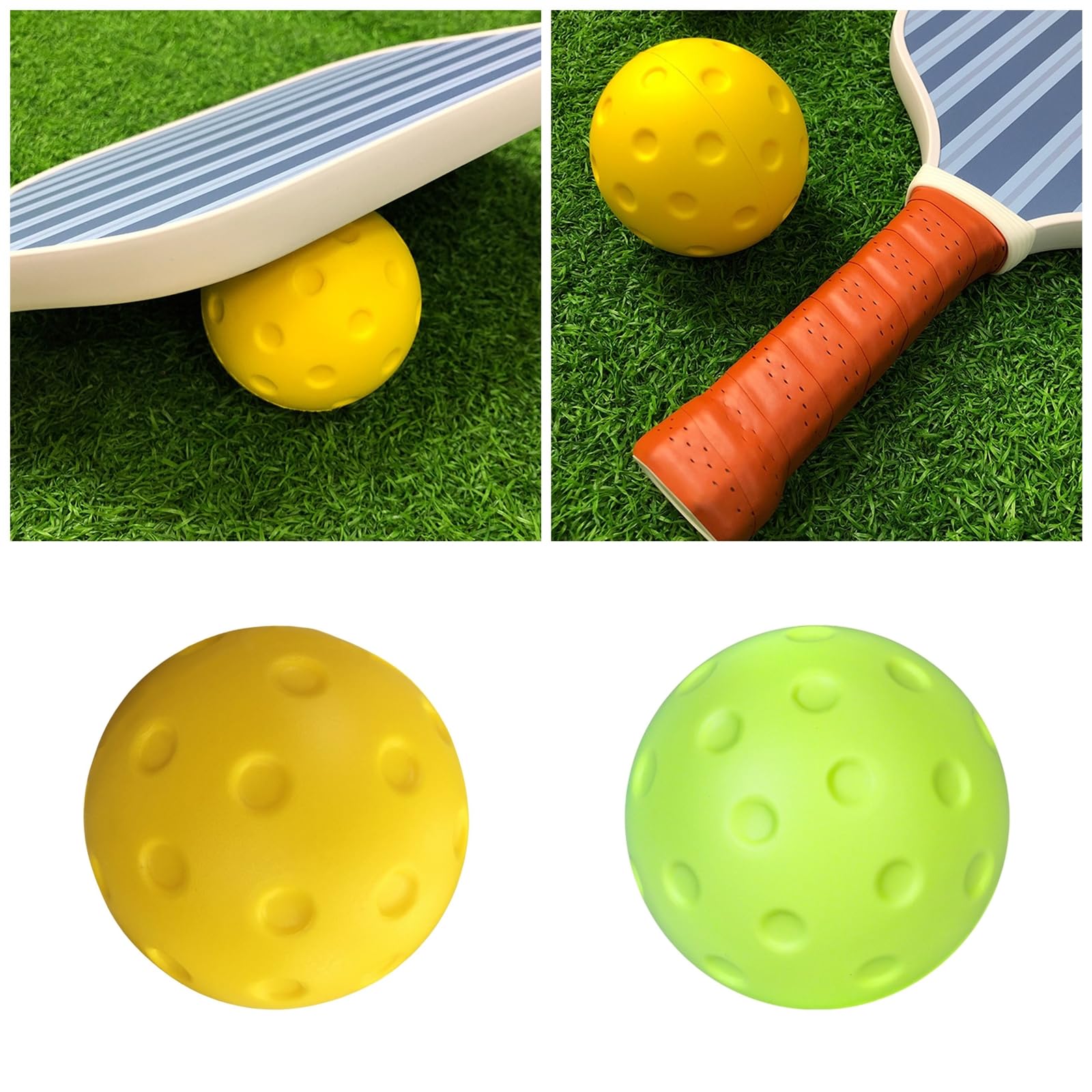 Lot de 6 balles de pickleball silencieuses, balles en mousse pour pratique intérieure et extérieure, silencieuses et durables, balles de cornichon vertes douces pour débutants et adultes