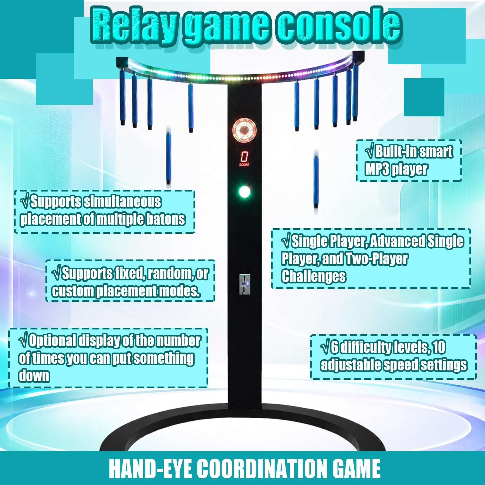 Machine d'Arcade de Réflexes, Jeu Œil-Main avec Score Numérique