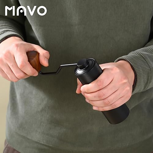 Miniatura 8 de MAVO Molinillo de café manual, molinillo de café de mano de mago, capacidad de 0.88 oz con rebaba cónica de pentágono de acero inoxidable CNC,