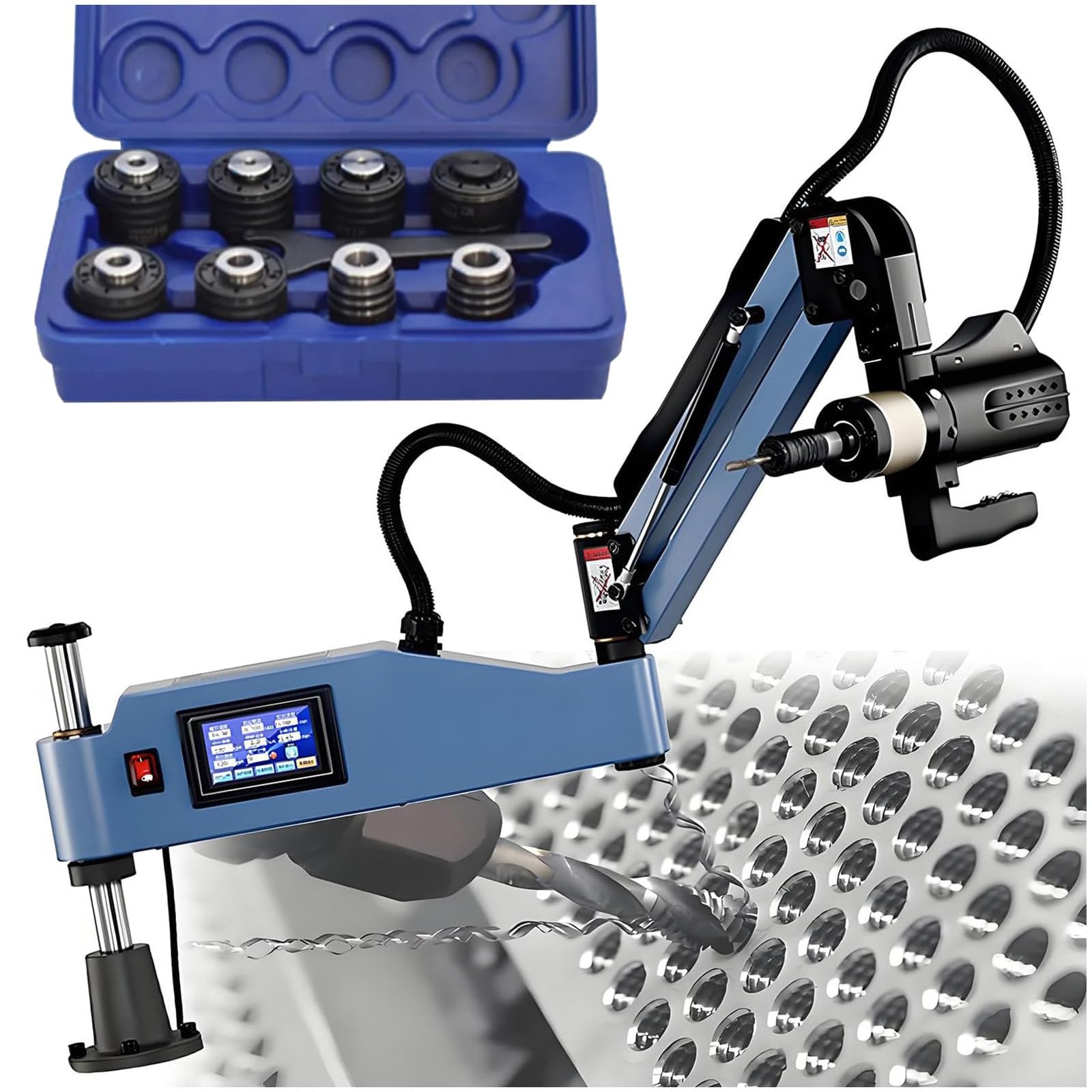 Roscadora eléctrica M3~M12/M3~M16/M3~M20 con Pinzas, Roscadora eléctrica CNC, Roscadora de Sobremesa para Fabricación de Maquinaria,M3-M12