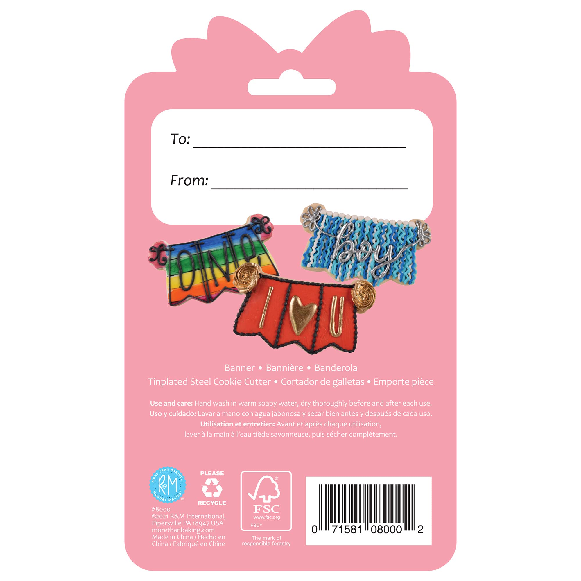R & M International Cortador de galletas de acero estañado 8000, 12 cm, etiqueta de regalo