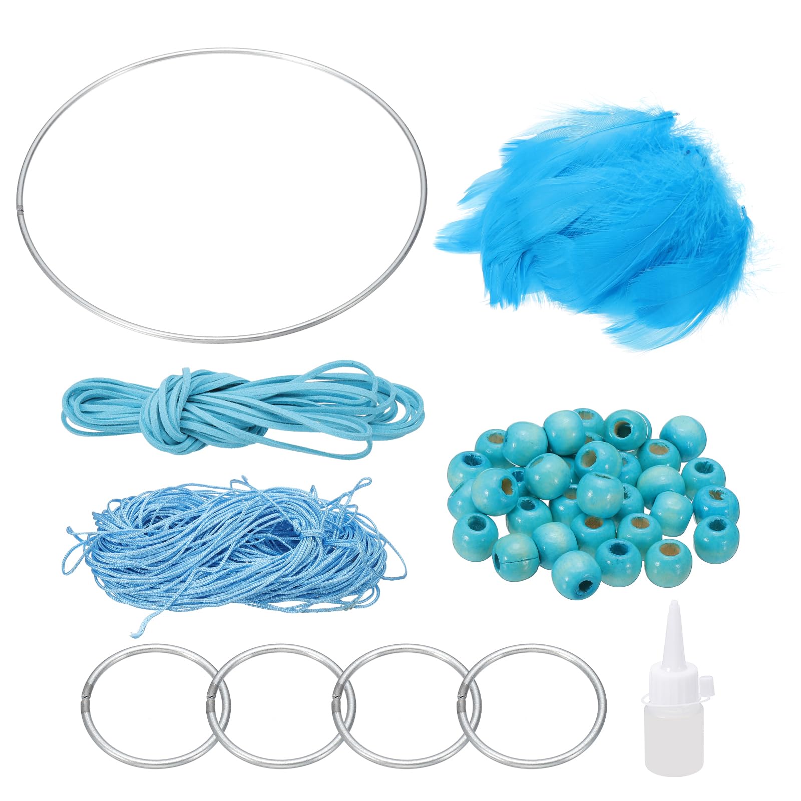 PATIKIL DIY Dream Catcher, Making Dream Catcher Supplies Handmade Dream Catcher Kit Feather Crystal Beads for Wall Hanging Ornament Decor Craft, Sky Blue