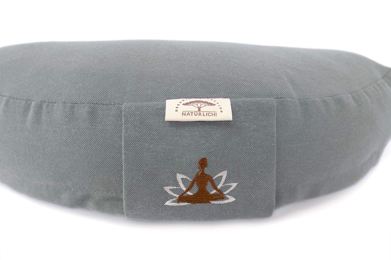 sei Design - Cuscino da Yoga con Imbottitura in Grano saraceno, 46 x 25 x 10 cm, Colore: Grigio