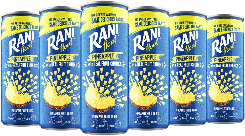 Float Pineapple Juice with Real Pineapple Chunks | Fresh Pineapple Juice with Pineapple Cubes | No Added Sugar, Rich in Vitamins - PACK OF 6 (240ml Each)