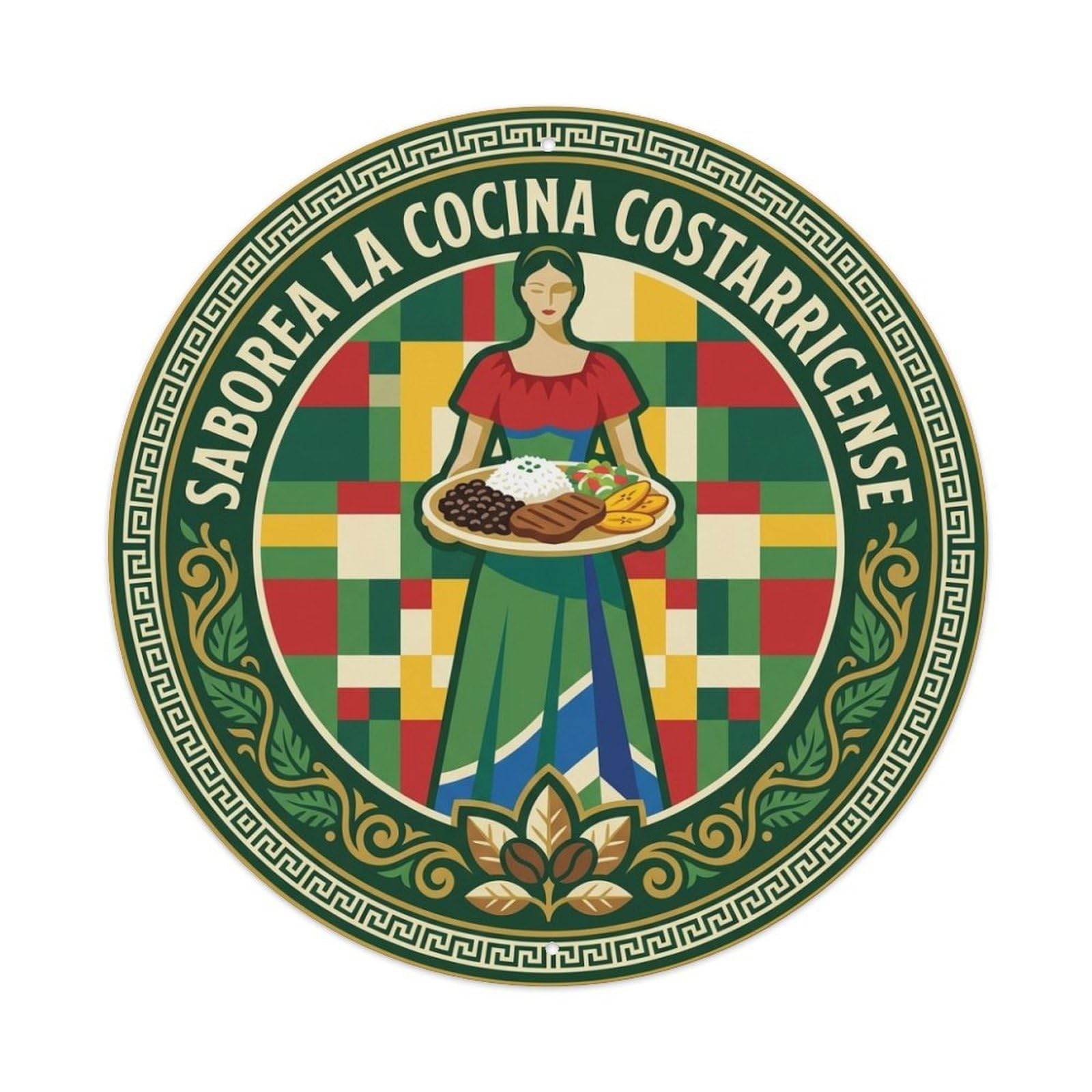 Costa Rica Culinary Pride Savor Casado Bean Plate Cook Metal Tin Sign