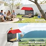 FANHAO Metal Bird Feeder pour l'extérieur, la suspension & Feeder mural d'oiseaux sauvages avec perche et le mesh de drainage, plate-forme de suspension imperméable Bird House pour attirer les oiseaux, facile à nettoyer & Recharge
