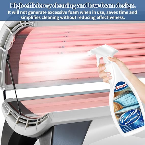 Tanning Bed Cleaner for Indoor Tanning Beds, Plastic Solution Spray Cleaner, Eliminating Particles Potentially Found in Tanning Salons or Spas Centers, Health Clubs 16.91Fl Oz