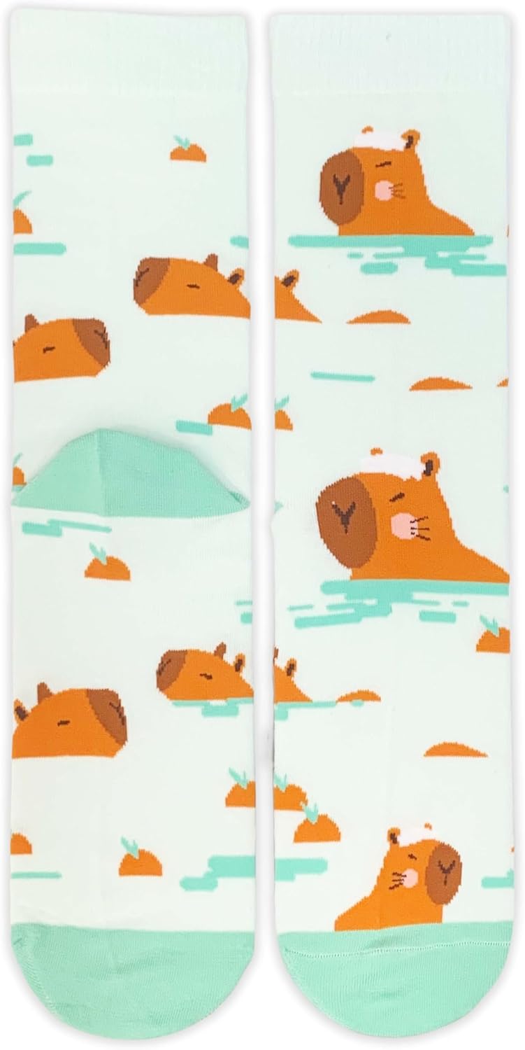 Capybara Themed Socks, Funny Socks with Capybara in Hot Spring, Novelty Socks Gifts for Friends, Family, Classmates, Bestfriend, Birthday, Thanksgiving, Christmas, etc. (035) - Image 3