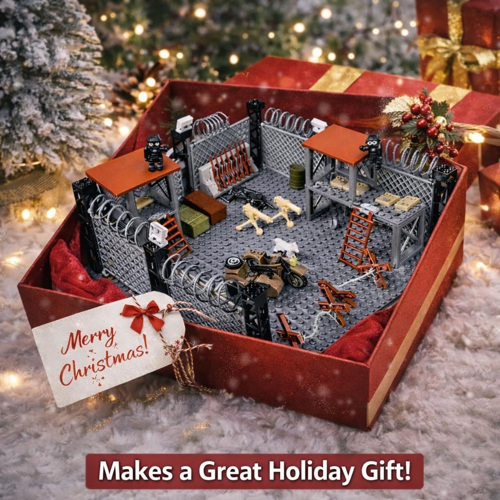 ELEFOCUS WW2 Military Base Building Set, Custom Miniguns, SWAT Gear, and Army Weapons Pack,Witch 10 Soldier Figures