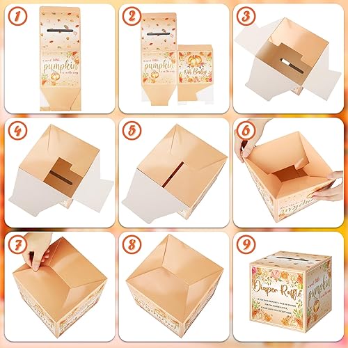 Miniatura 6 de Teling 51 boletos para rifas de pañales con caja de tarjetas, decoración de baby shower, caja de soporte para baby shower, para fiesta de rifas de
