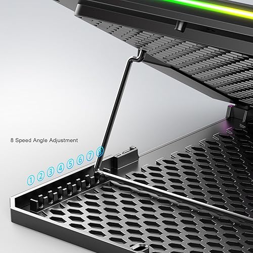 Miniatura 4 de Sanpyl Almohadilla de enfriamiento para laptop, enfriador de laptop con 10 ventiladores turbo para portátiles de 12 a 19 pulgadas, 5 velocidades de