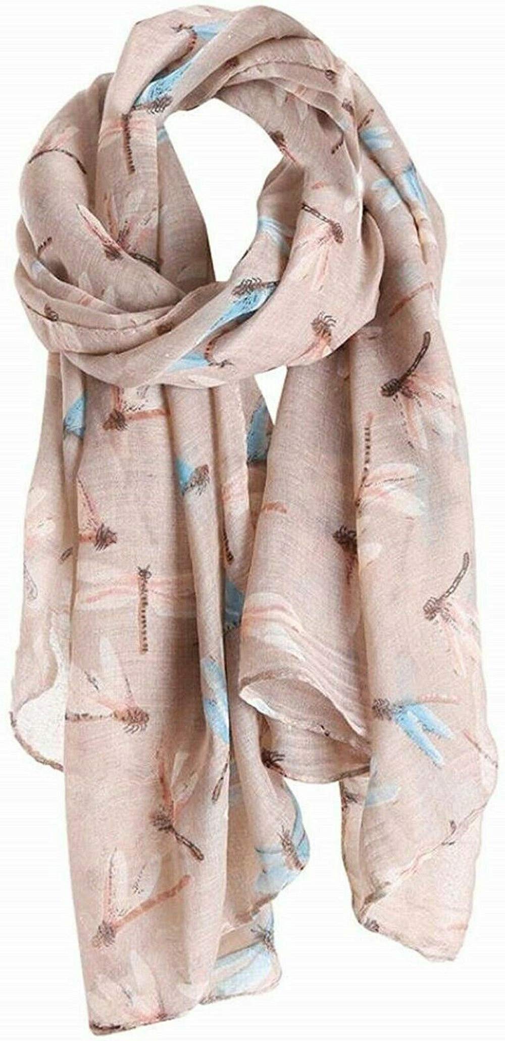A Liittle Tree Women's Beige - Dragonfly Lady Fashion Stylish Soft Scarf Shawl (Beige)