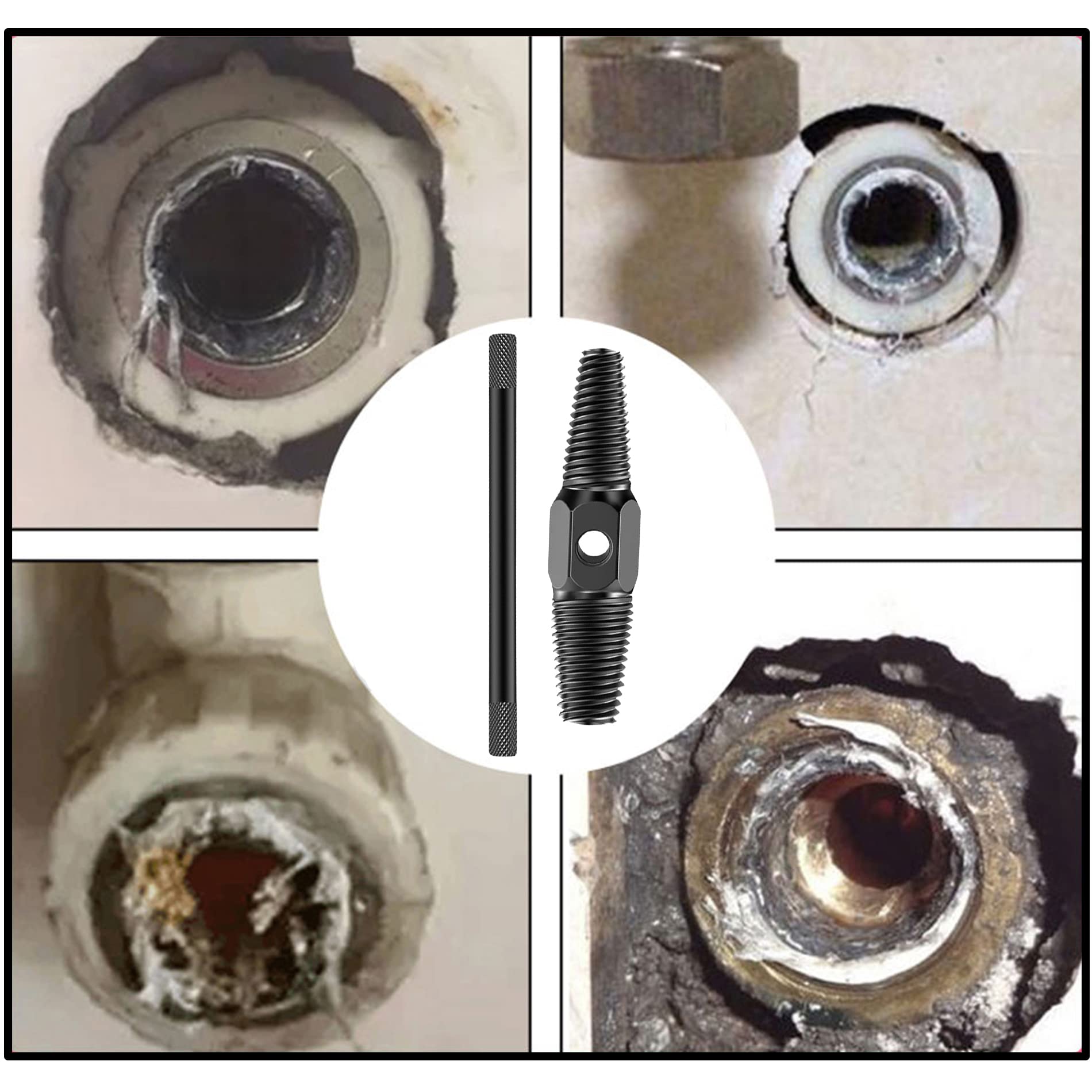 Bolt Remover Kit For Broken Screws & Pipes - Extractor Tool For 1/2" To 1" Damaged Bolts & Threads