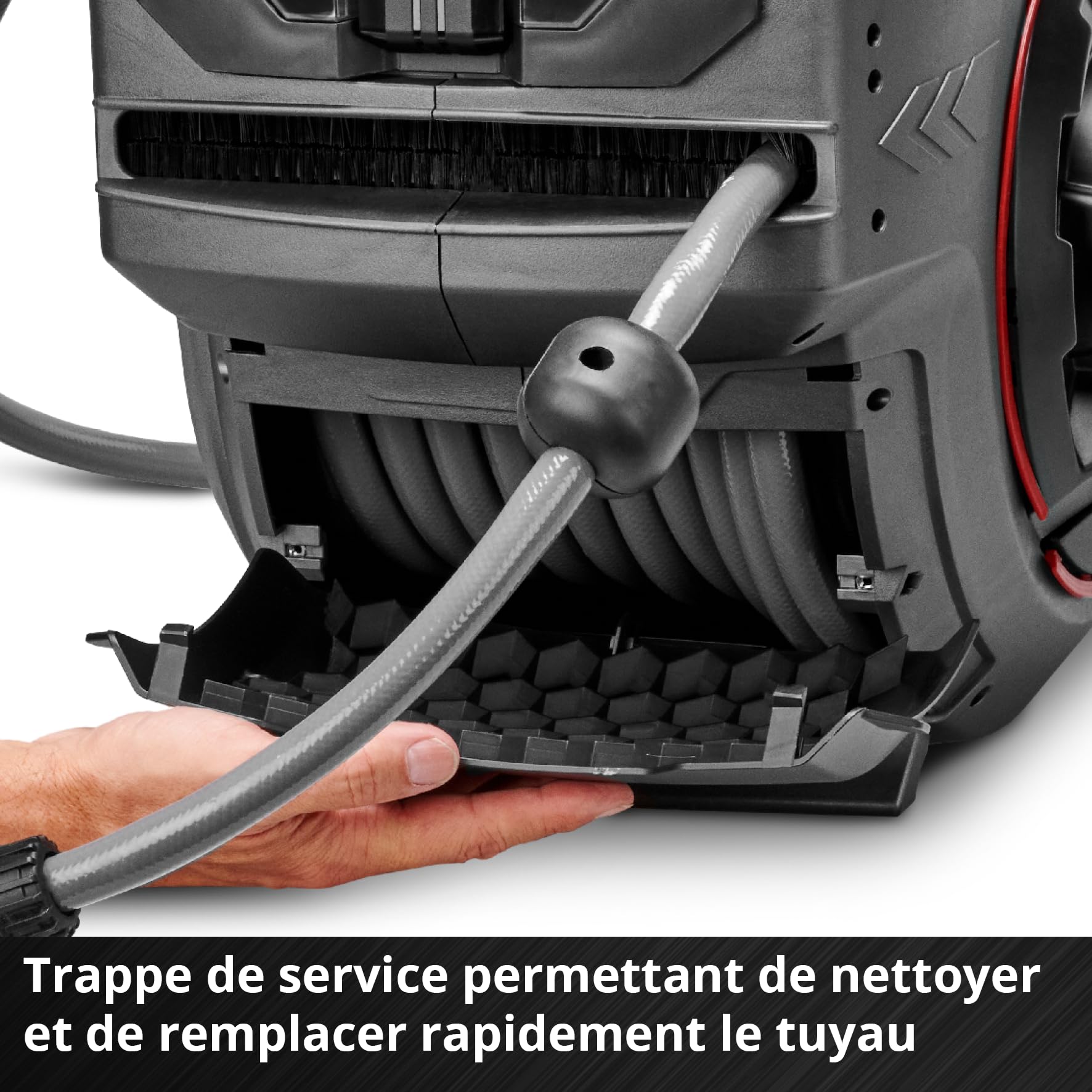 Enrouleur de tuyau sans fil Einhell GE-HR 18/30-1 Li-Solo | PXC | 18 V | enroulement automatique du tuyau | pivotant à 180° | support mural | tuyau de 30 m | pulvérisateur de jardin