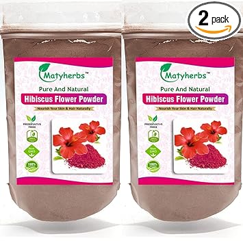 Matyherbs Organic Hibiscus Flower Powder | Hibiscus rosa-sinensis For Hair Care & Face Pack, Pack of 2 (100gm Each) -200gm