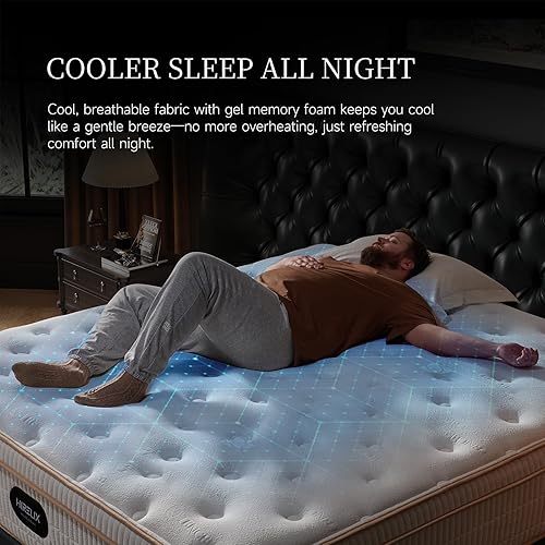 Miniatura 8 de Colchón híbrido King de 14 pulgadas, firmeza media con espuma viscoelástica y bobinas de bolsillo envueltas individualmente, sin fibra de vidrio,