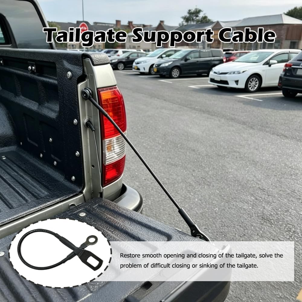 Tailgate Support Cable Set, All Black Car Accessories for 1995-2004 Toyota Tacoma, Rear Tail Gate Latch Support Straps, Replaces OEM 65770-04030 38531, Left & Right Side Pair, 2Pcs
