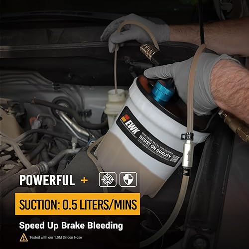 Miniatura 3 de EWK Kit de purga de frenos neumática de 23 piezas, bomba de purga de frenos al vacío de 2L y botella de recarga de líquido de 1 litro, sistema de
