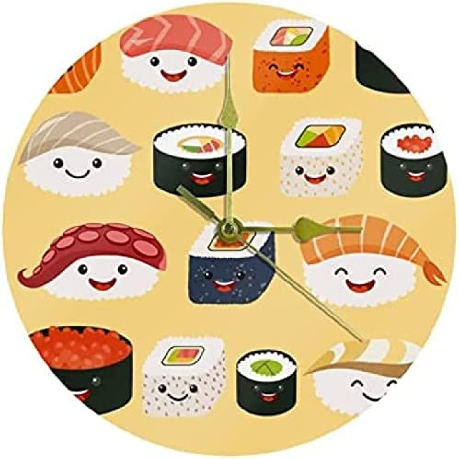 Amazon.co.jp: 壁掛け時計アクリル壁掛け時計漫画寿司12インチの無声非