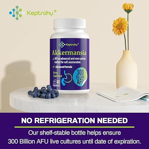 Miniatura 6 de 300 mil millones de AFU Akkermansia Muciniphila - Probióticos vivos para mujeres y hombres, apoya GLP-1, probióticos para digestivo, intestino,