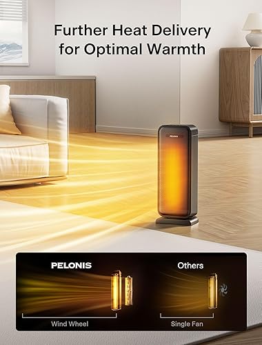 Miniatura 3 de Pelonis Calentador eléctrico de 1500 W para uso en interiores con termostato, oscilación y control remoto, calentador de cerámica portátil para