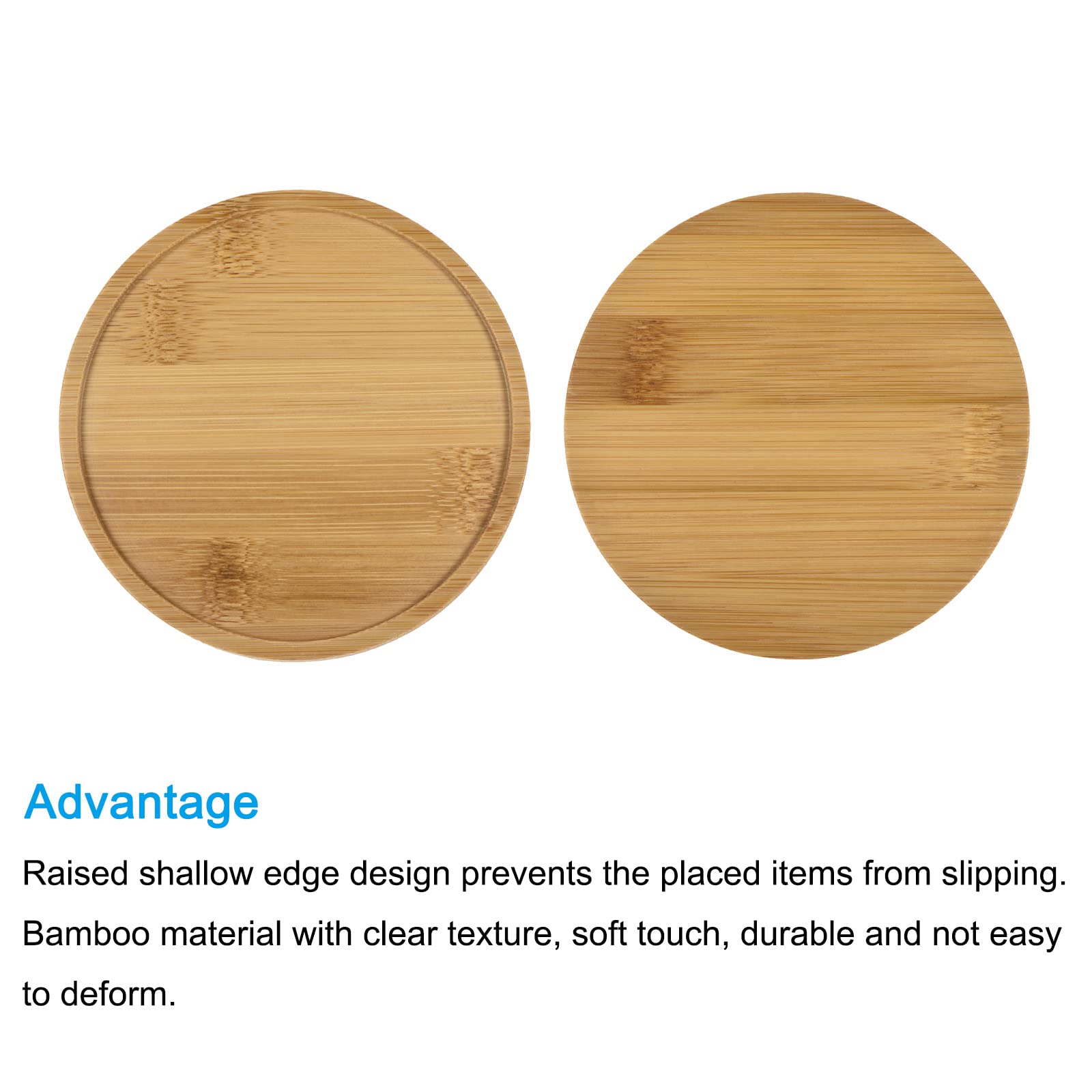 Plateau De Service En Bambou 2 Pièces - Soucoupe Ronde 10cm Pour Plantes Et Pots - Décoration Naturelle Et Pratique