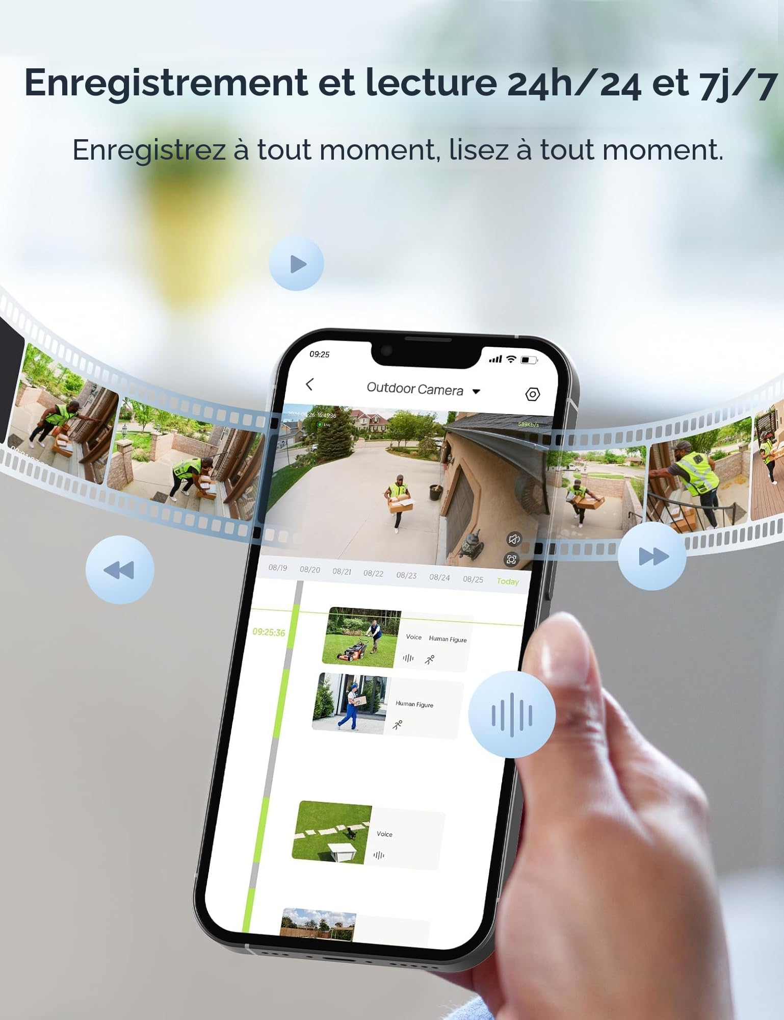 GNCC GK2 Pack de 2 Caméras de Surveillance WiFi Extérieures 1080P, PTZ 360°, Vision Nocturne en Couleur, Suivi de Mouvement, Alarme Lumineuse, Audio Bidirectionnel, Sirène, Compatible avec Alexa, IP65