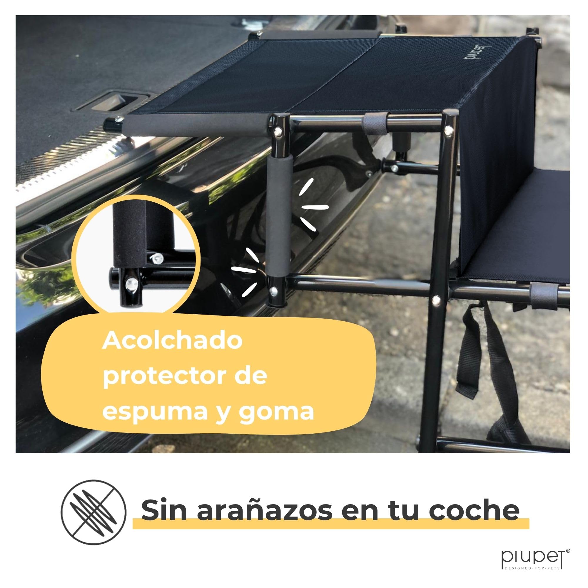 PiuPet® Rampa para Perros I hasta 80kg Cargable I Utilizable para Todos los vehículos I Escalera para Perros Plegables | Escalones para Mascotas | Rampa Coche