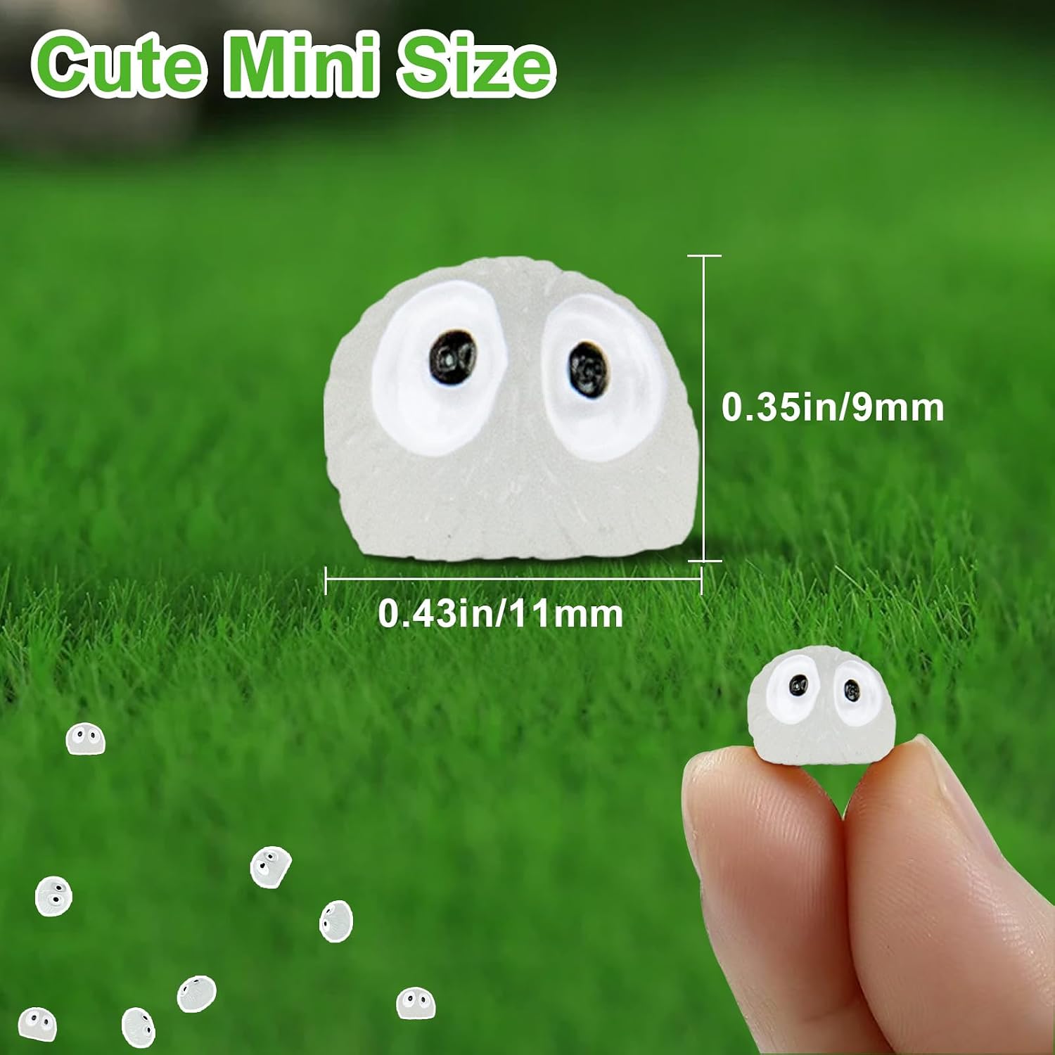 Set of 60 Glow-in-Dark White Mini Elves - Matching Resin Figures for Mass Decor in Terrariums, Fairy Gardens & Hidden Surprises as Plant Accents