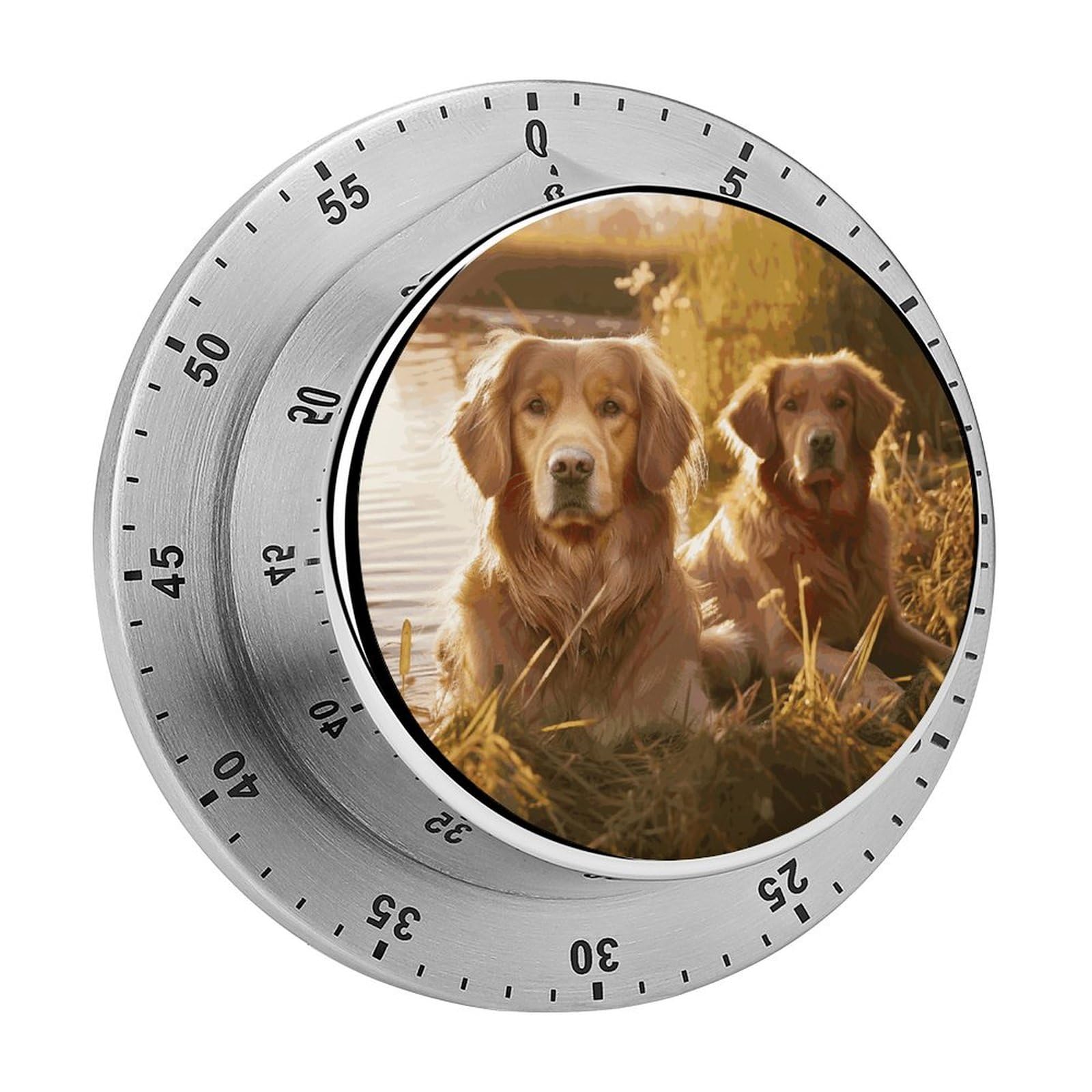 Two Golden Retrievers Printed Waterproof Christmas Timer with Loud Alarm Outdoor Timer for Cooking Exercise Baking