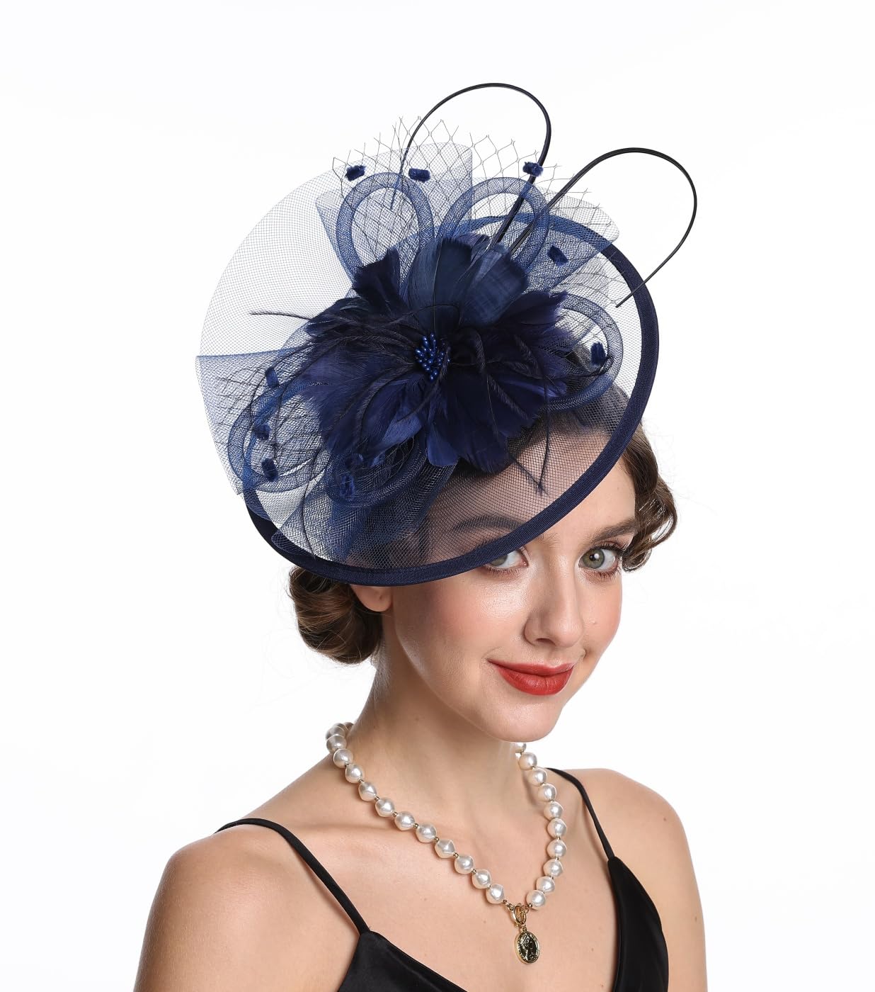 Sinamay Flower Feather Headband Fascinator Wedding Headwear Ladies Race Royal Ascot Pillbox Wedding Cocktail Tea Party Derby Hat for Women