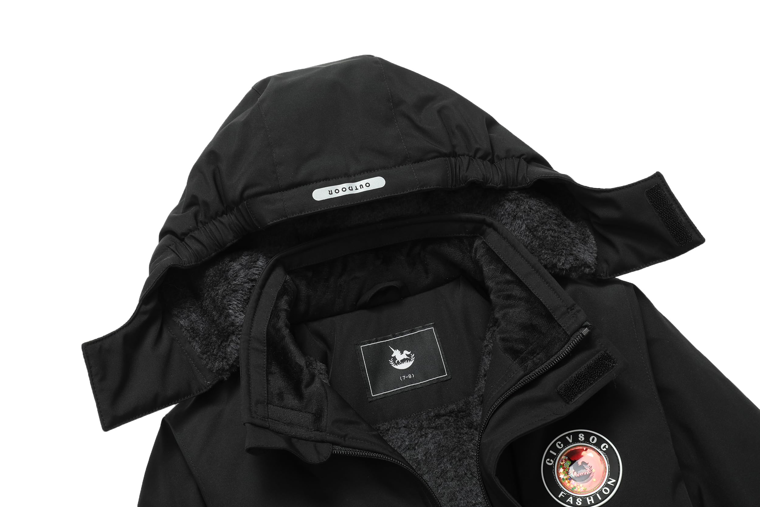Giacca da sci invernale da bambina, calda, per snowboard, antivento, con cappuccio