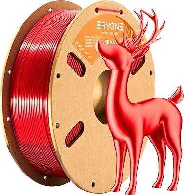 21 – ERYONE Ultra Silk PLA Filament for 3D Printer, 1.75mm +/- 0.03mm, 1kg (2.2LBS)/Spool, Ultra Silk Red