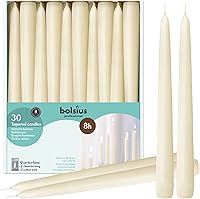 BOLSIUS 10-Inch Ivory Dripless Taper Candles Unscented - 7.5 Hour Burn Bulk Pack of 30 for Weddings, Dinners, Parties
