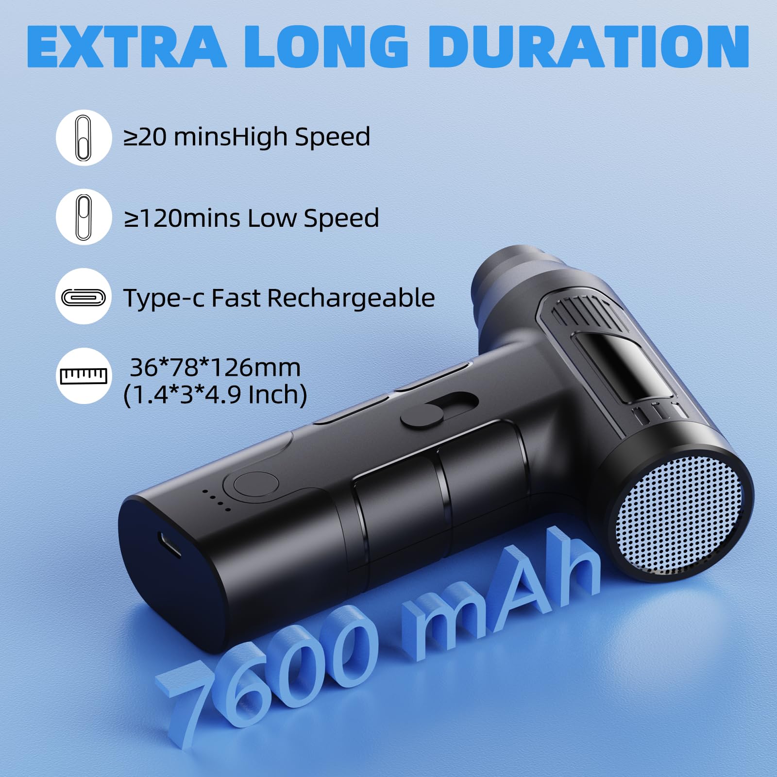Bürstenloser Motor 130000 U/min, Druckluftspray Elektrische Staubgebläse, Mini Compressed Air Duster mit 7600mAh Akku, PC Reinigungsset für Laptop, Auto, Sofa, Bürogeräte