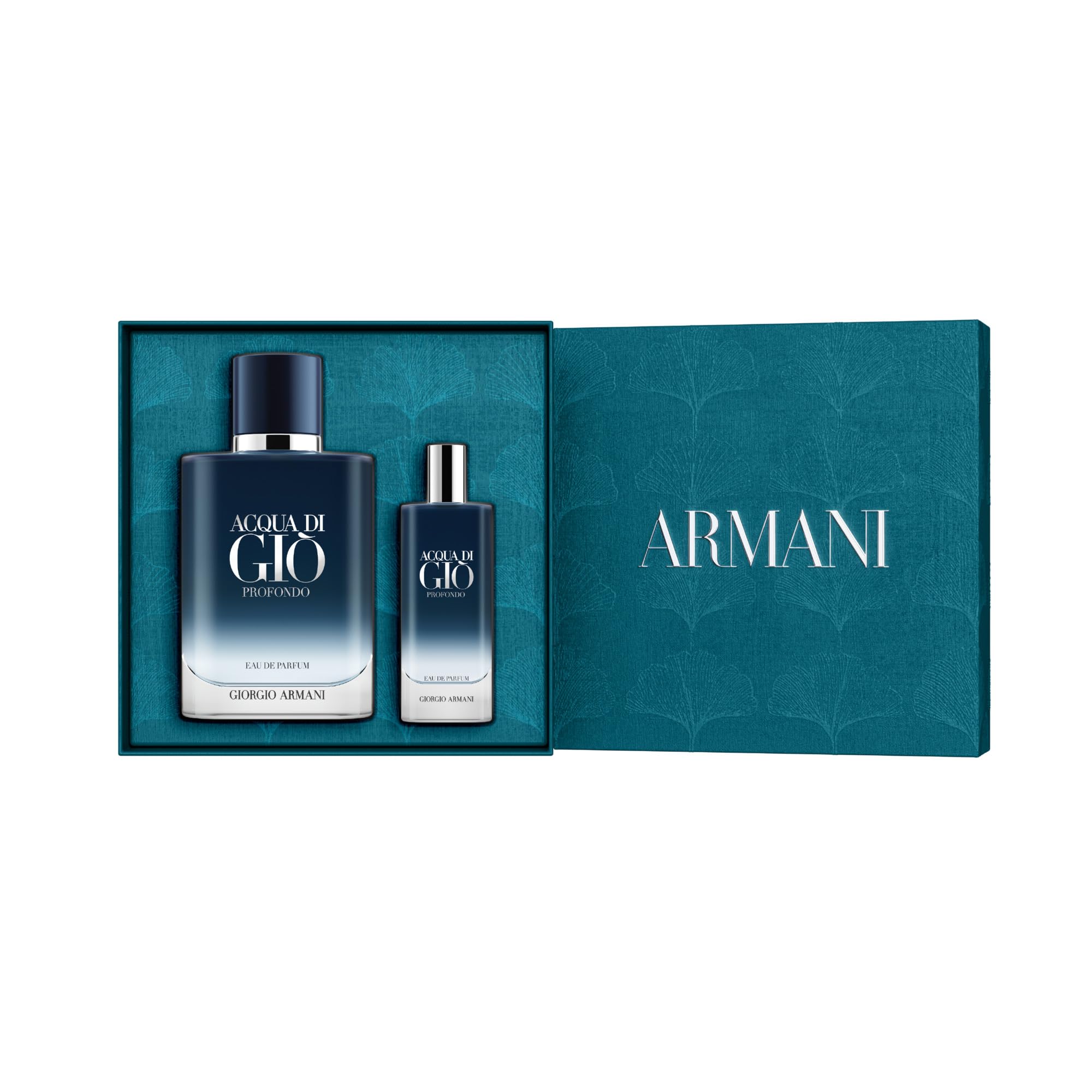 Armani Beauty – Acqua di Giò Profondo – Eau de Parfum – Men's Cologne Gift Set - Fresh & Aromatic – Travel Size & Full Size, 0.15 Fl Oz, 3.4 Fl Oz