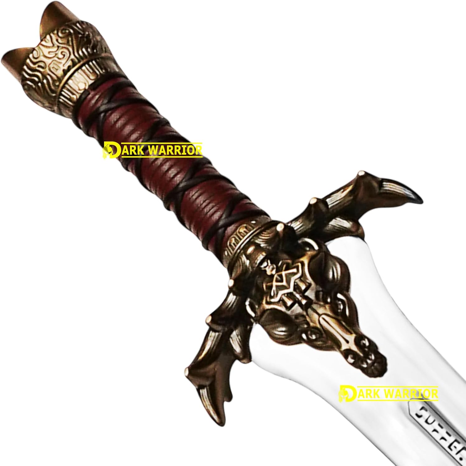 Handmade Conan Atlantean Sword 1095 Carbon Steel Brass Fittings, Brown with Leather Sheath Viking sword - dark- conan sword real viking