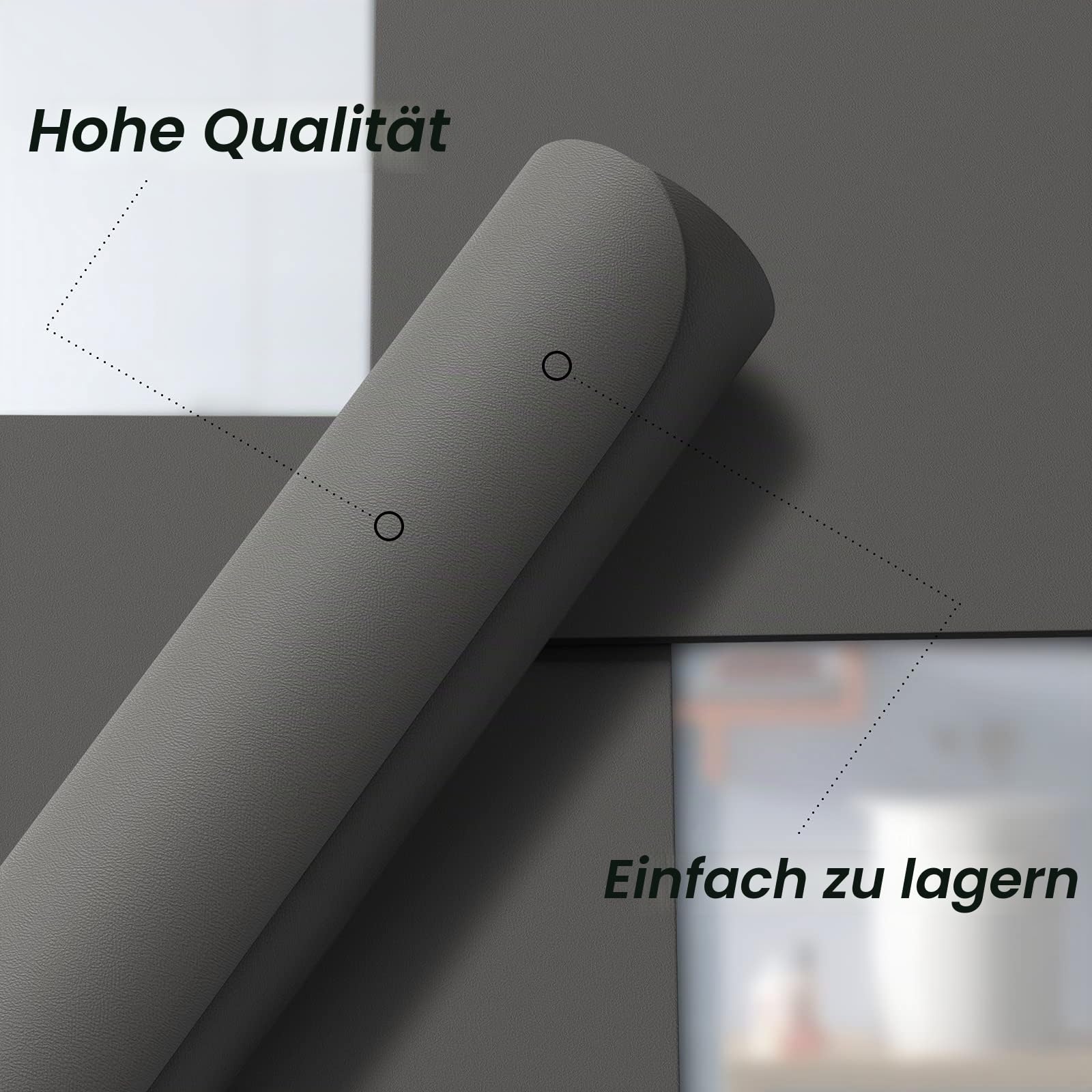 6er Set Tischsets Abwaschbar,Abwischbar Lederoptik Platzset und Untersetzer,Wasserdicht PVC Platzdeckchen Tischset für Hause Küche Restaurant und Hotel,41x31cm,Dunkelgrau
