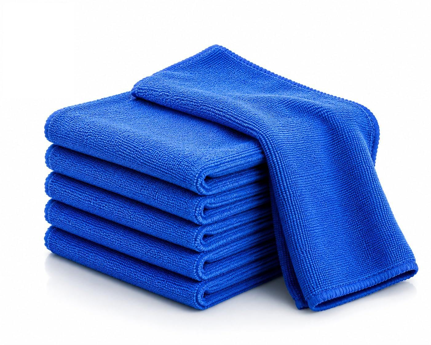Microfiber Cleaning Cloths 40 x 40 cm – Ultra Soft, Absorbent, Lint-Free & Reusable Cleaning Towels for Kitchen, Car, Glass & Home | 5 pack | blue |