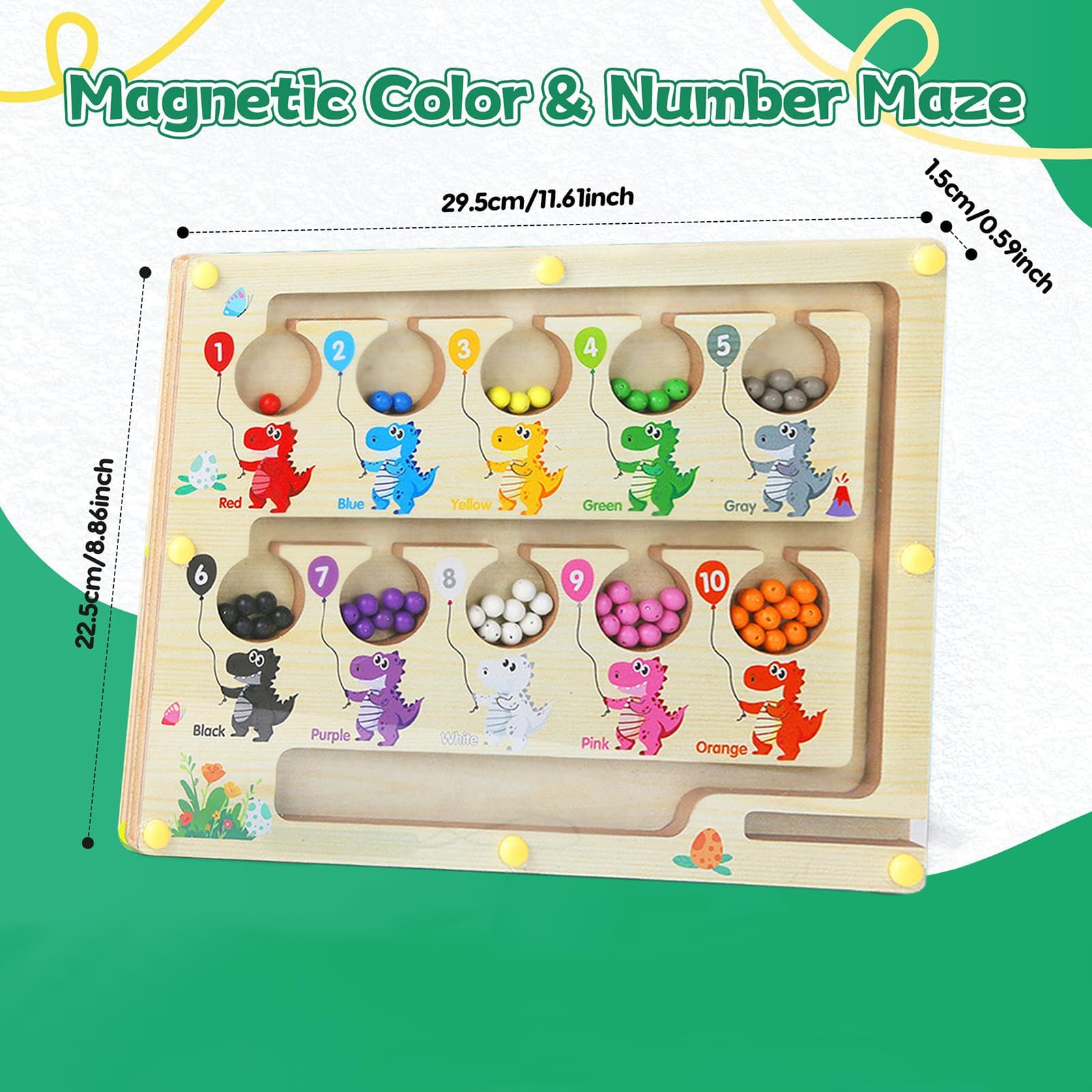 Labirinto Magnetico Montessori In Legno Per Bambini 3-5 Anni | Gioco Educativo Per Colori, Numeri E Motricità Fine