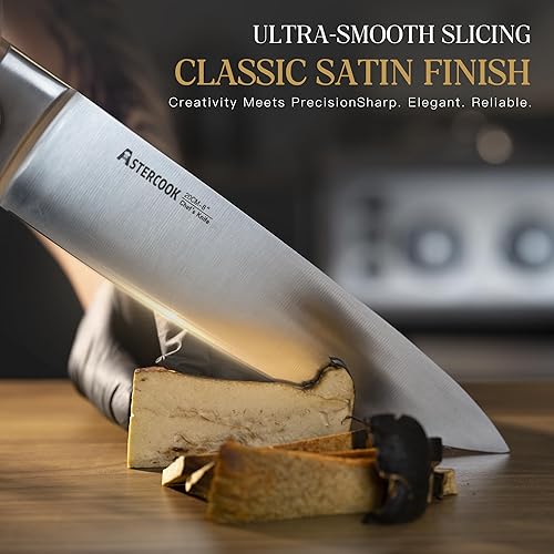 Miniatura 7 de Astercook Juego de cuchillos, juego de cuchillos de cocina forjados de 17 piezas con bloque, cuchillos de acero inoxidable de espiga completa,