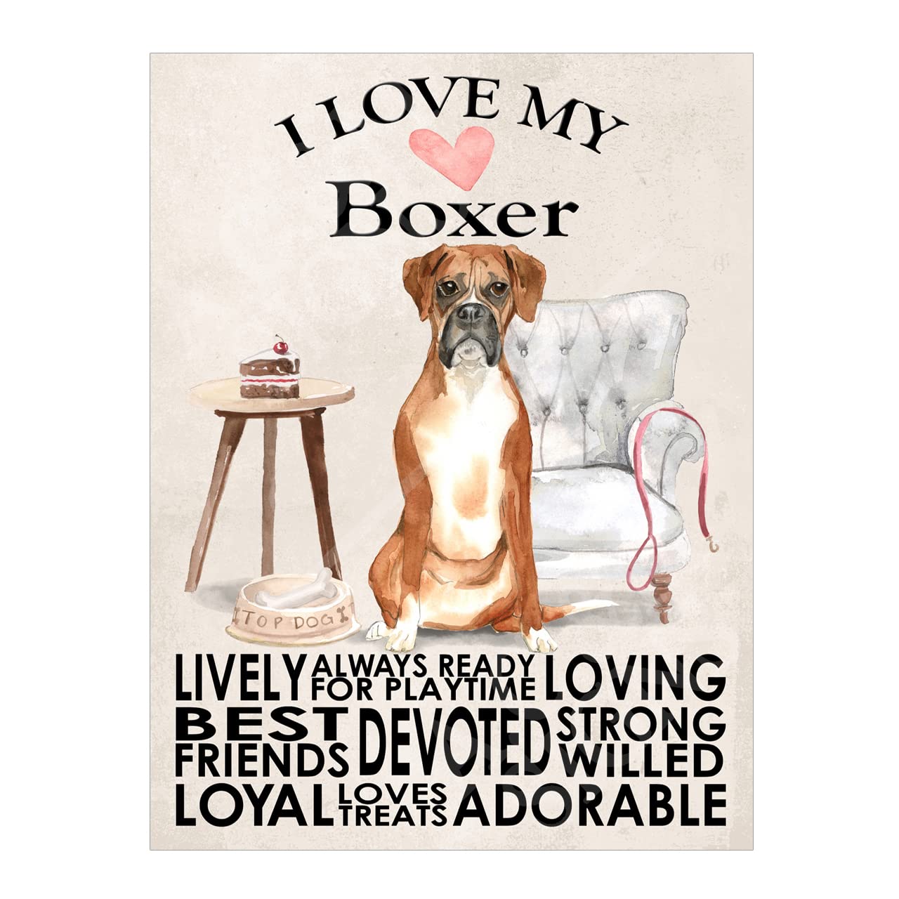 I Love My Boxer Dog Metal Sign Plaque For Man Cave Home Bar Shed Garage Gift size 10x8in ref7766