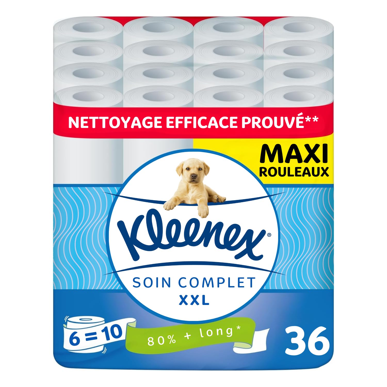 Kleenex® Papier Toilette Soin Complet XXL - Pack de 6 Rouleaux